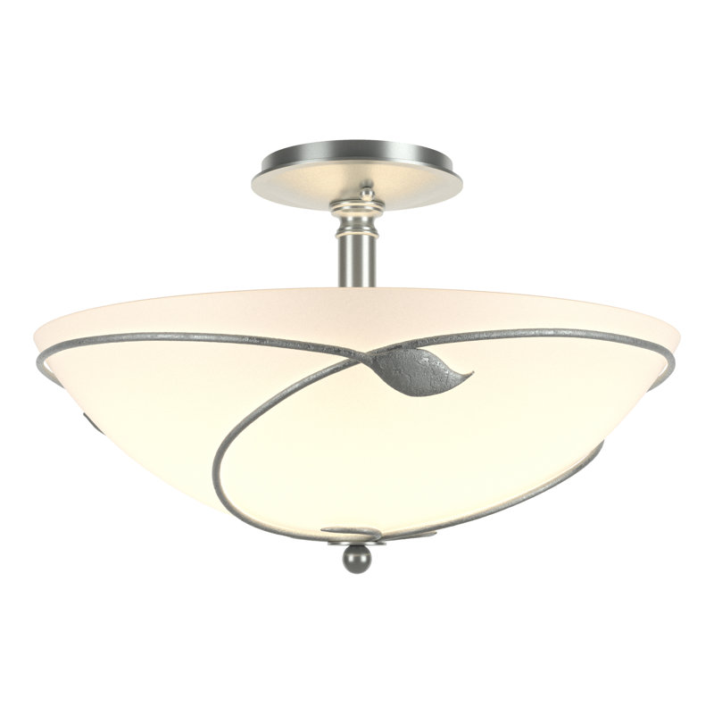 Leaf Semi Flush Mount, Opal, Vintage Platinum, 11" H x 16" W x 16" D