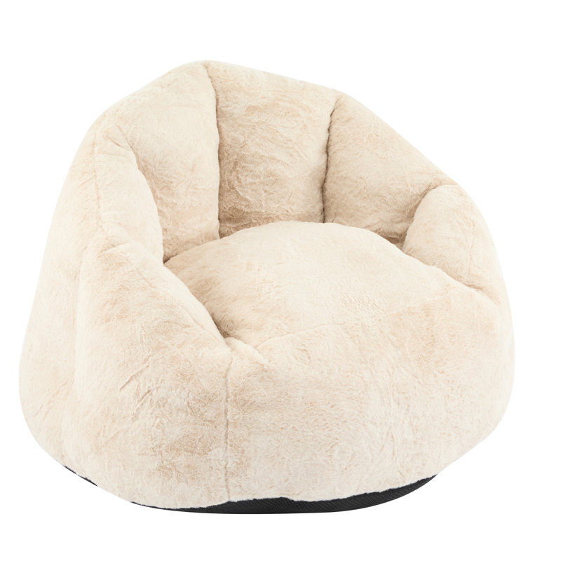 Indoor Beige Bean Bag In Armchair Style, High And Supportive Arms For Comfortable Gaming. Soft Velvety Fabric, Breathable Shredded Foam, Space - Saving Furniture Bedroom, Versatile Decor Different
