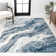 Olvin Contemporary Glam Abstract Marble Navy/Cream Rug