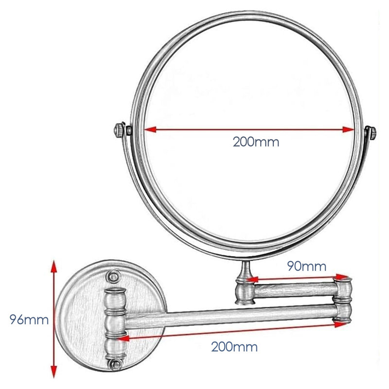 Mercer Makeup Vanity Mirror,  Double-Sided 360° Swivle, Black Antique Reversible Magnifying Wall Mirror