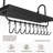 Floating Wall Shelves With Adjustable Hooks For Kitchen, Bathroom, Or Coffee Nook - Rustic Storage Shelf Set Of 2 - Durable Pine Wood With Matte Black Metal Brackets