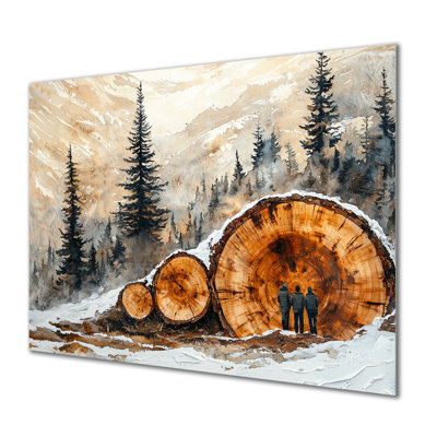 Randonnée pédestre dans un paysage d'hiver I - reproduction d'art moderne en métal, art mural en métal randonnée