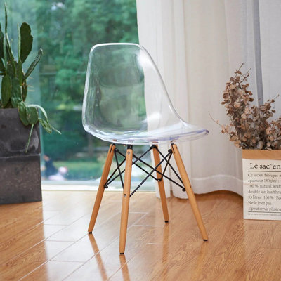 Eiffel Chair Acrylic With Wood Legs