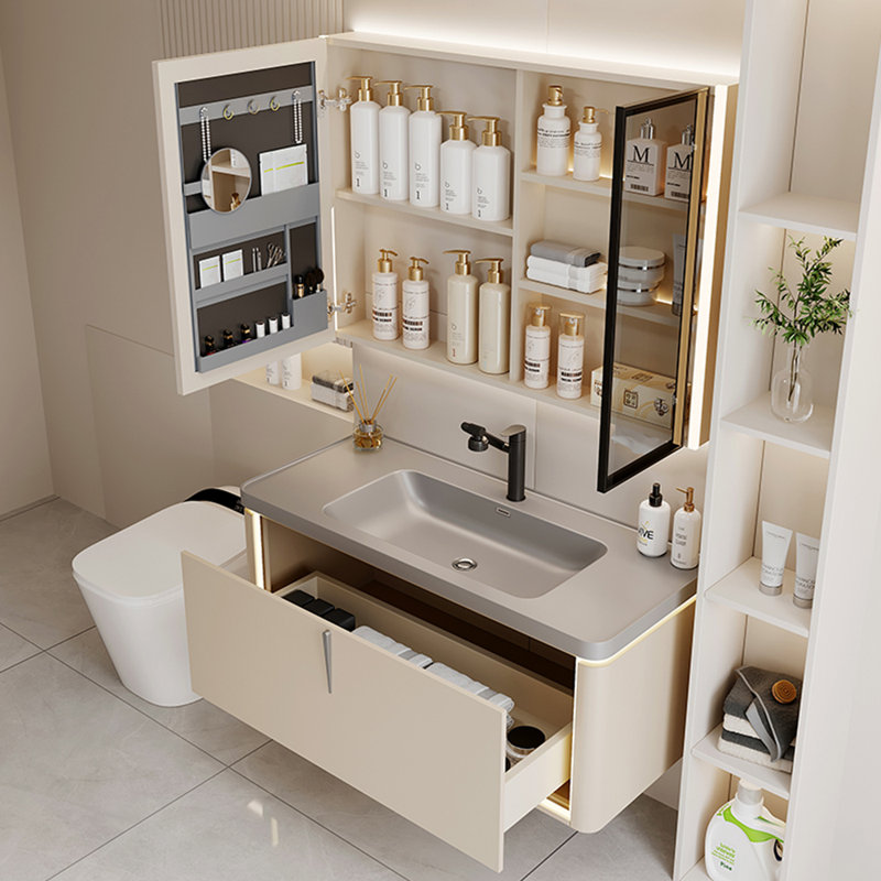 Light luxury cream style bathroom cabinet