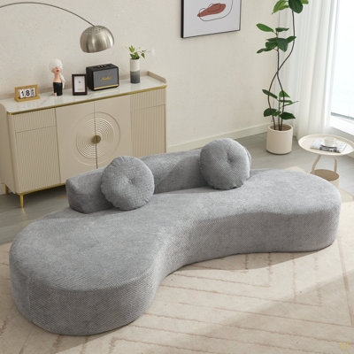 Canapé courbé de 105,5 po, canapé minimaliste moderne, canapé 3 ou 4 places avec 2 coussins, chambre à coucher, sans assemblage requis, velours côtelé en forme de point (anti-froissement)