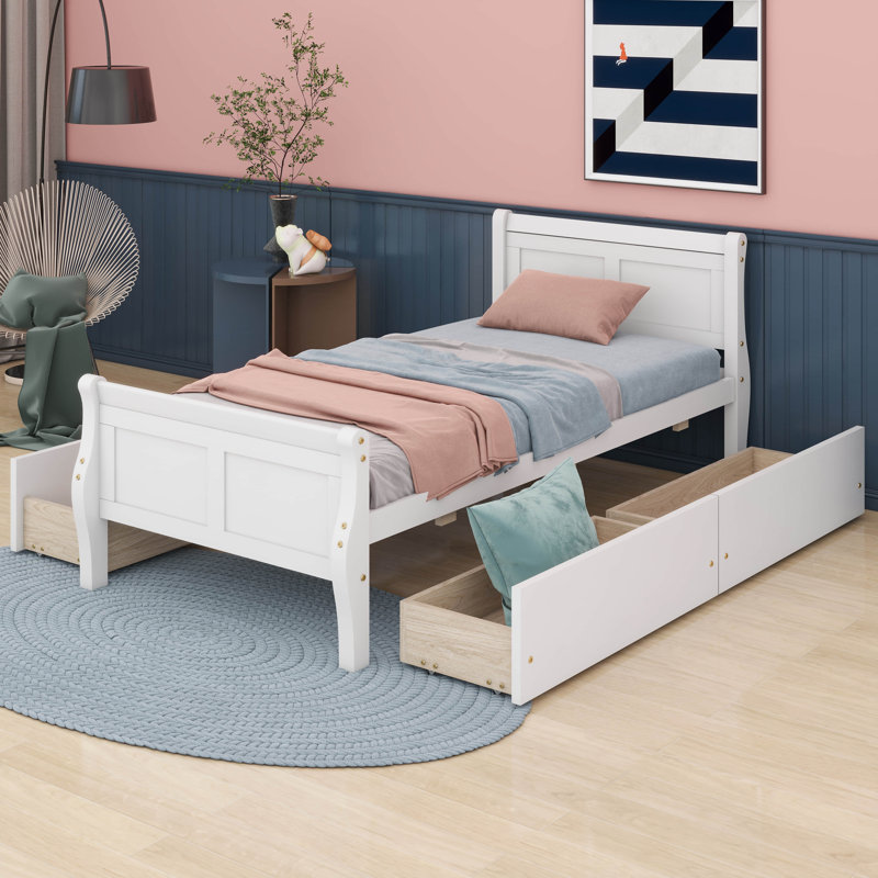Lit plateforme avec rangement Dywane, White