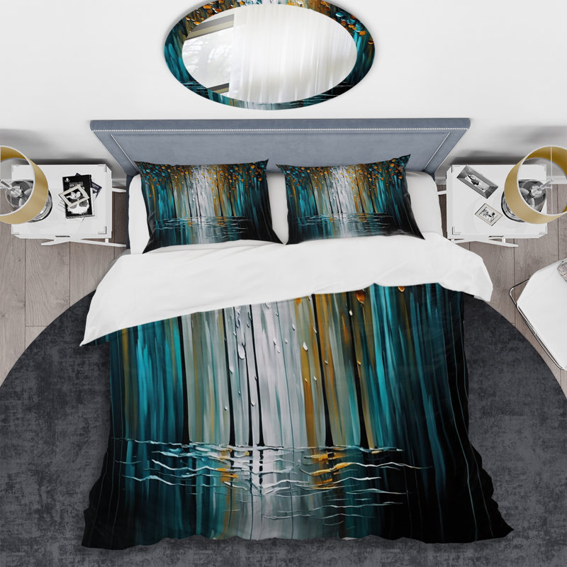 Ensemble de housse de couette en microfibre / polyester Abstract Nature Trees