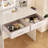 LED Mirror Vanity Dressing Table With Adjustable Lights, Large Drawers, Hair Dryer Stand, And Non-Woven Storage Bag For Makeup And Organization