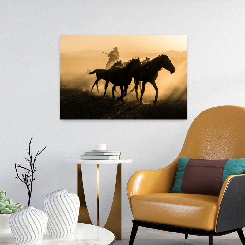Run between horses 1 Piece Wrapped Canvas Wall Art, 40.64 cm H x 60.96 cm W