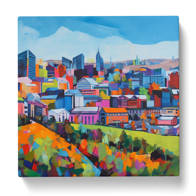 City of Cardiff Color Field No.2 - Wrapped Canvas - Framed Print, 50cm H x 50cm W