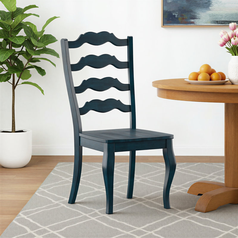 Fortville 17.13'' H Solid Wood Side Chair, Antique Denim