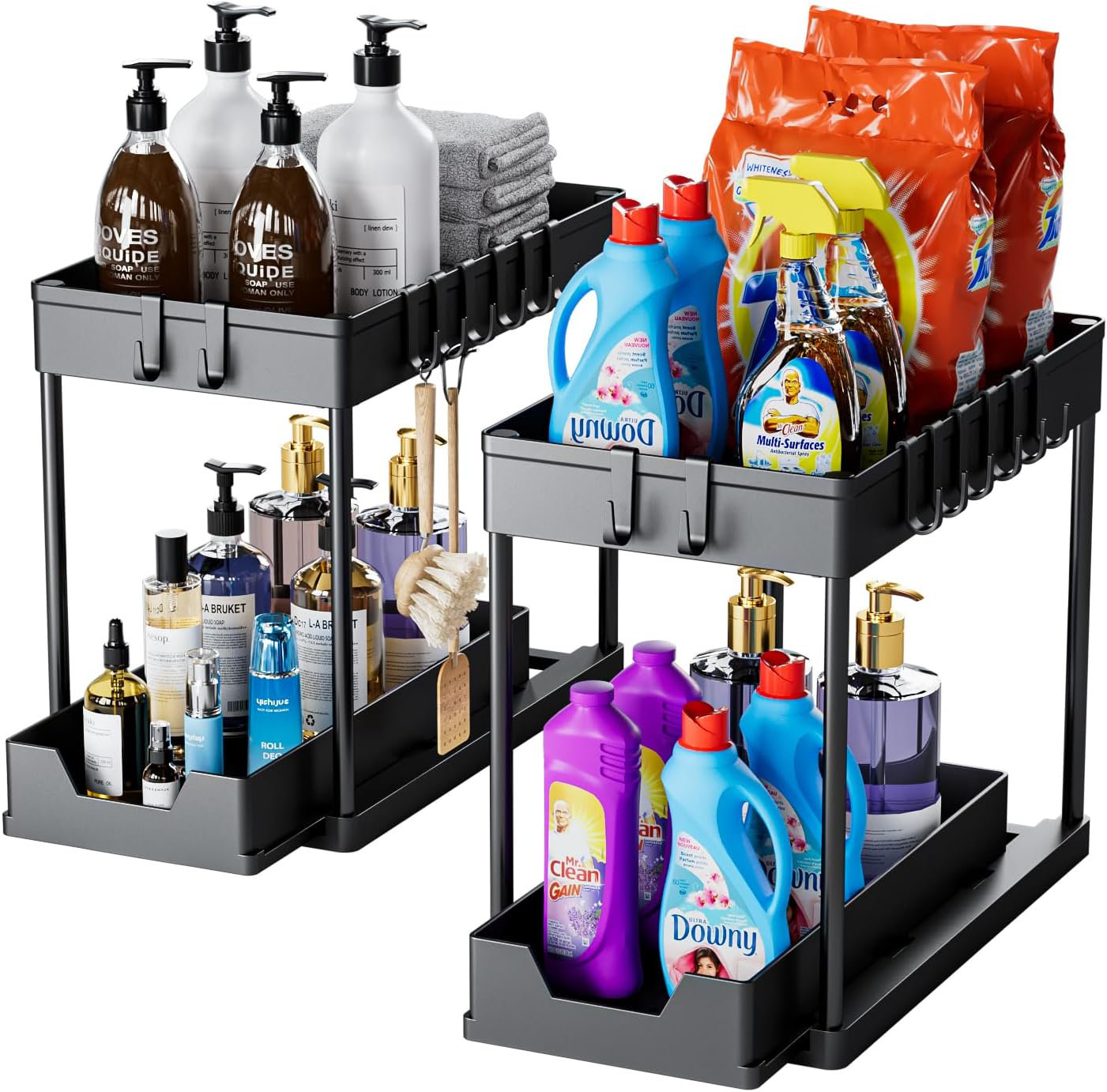 Toledo Bath & Kitchen Under Sink Organizers And Storage 2 Pack - 2 Tier ...