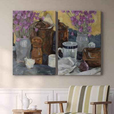 Nature morte avec des fleurs séchées - Toile tendue avec châssis de qualité supérieure - Prêt à être accroché