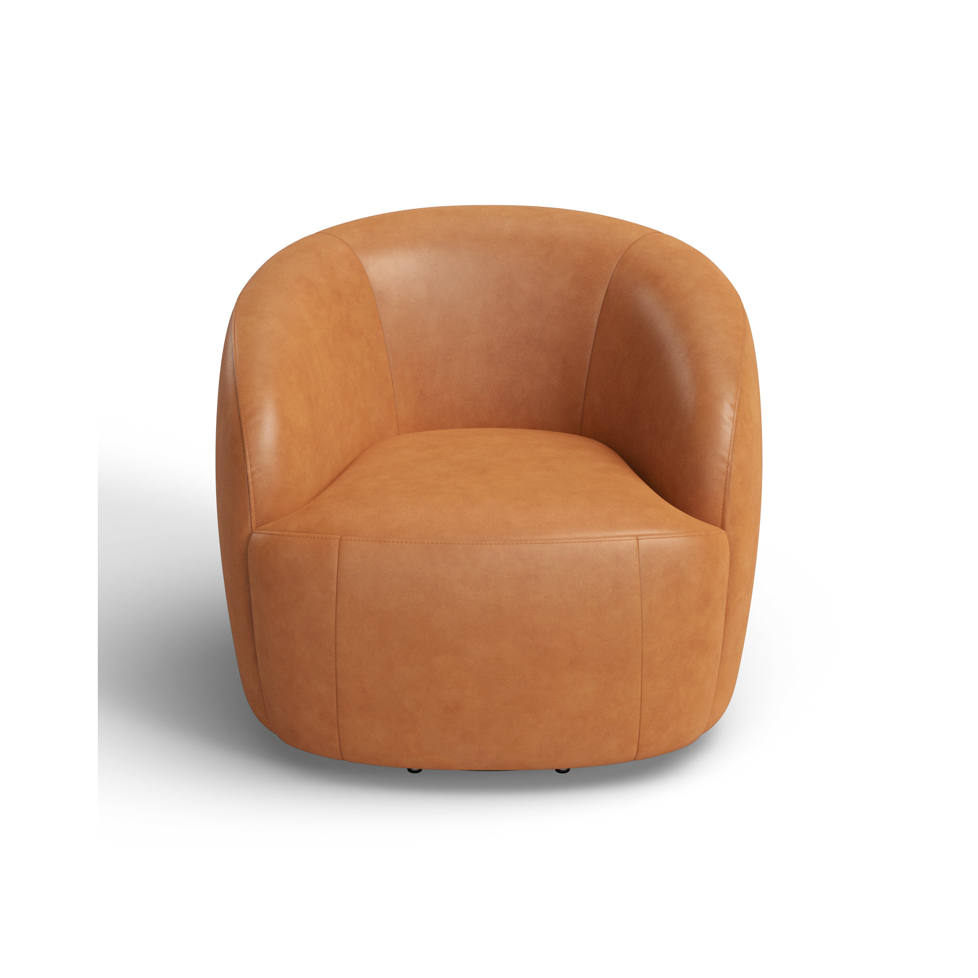 Alma Genuine Italian Leather Swivel Lounge Chair in Bourbon Tan
