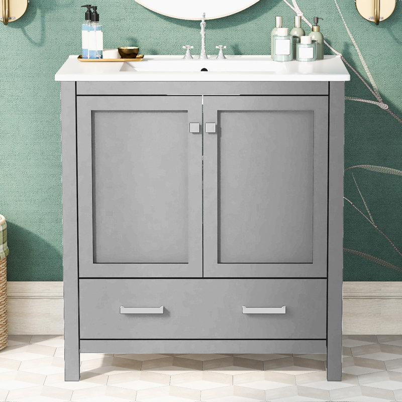 Armoire de salle de bain 30 po 1 porte 1 tiroir, Noir, noir, noir, noir