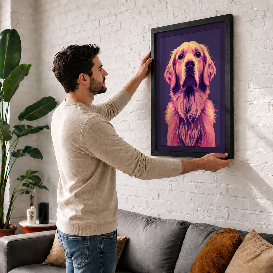 Golden Retriever Portrait Modern - Framed Print