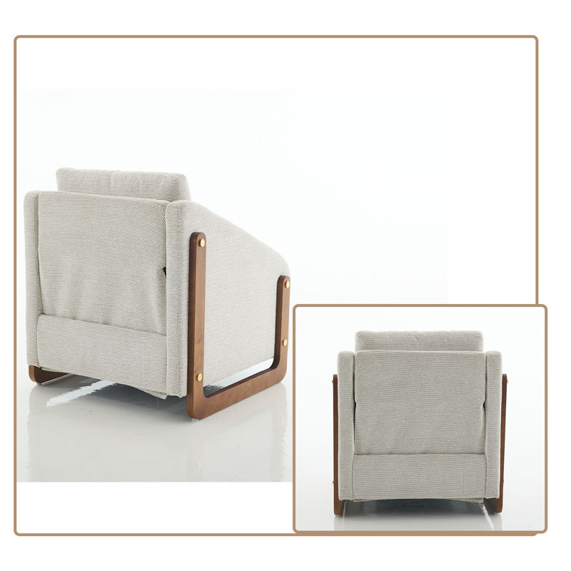 Chaise avec accoudoirs rembourrés Modern Chenille, Beige