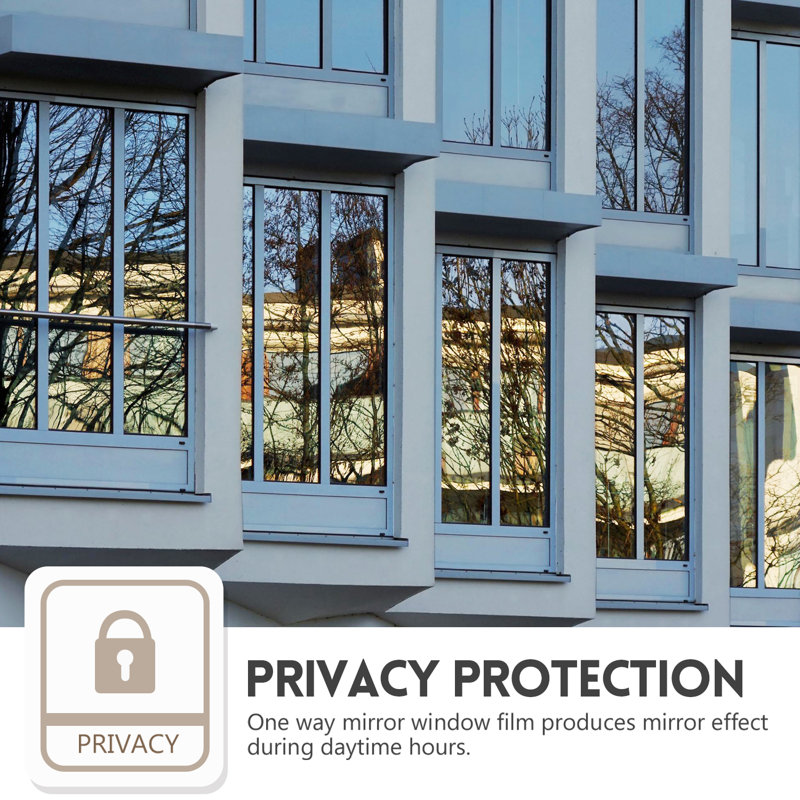 One Way Privacy with Heat Control Non-Wall Damaging Window Decal, 23.6" H x 78"W, Brown Silver