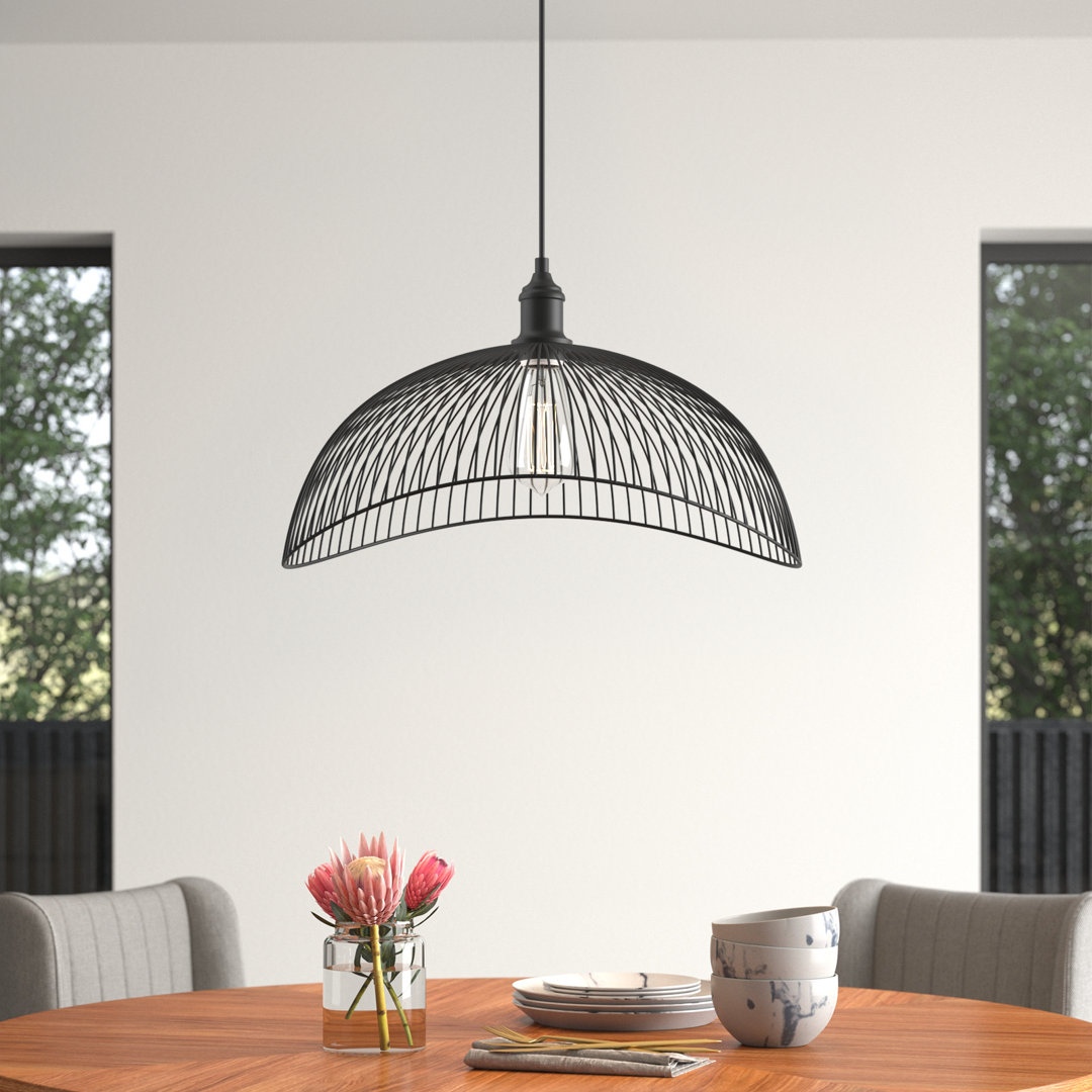 19.75" Oxendine 1 - Light Black Woven Metal Shade Pendant Mercury Row®