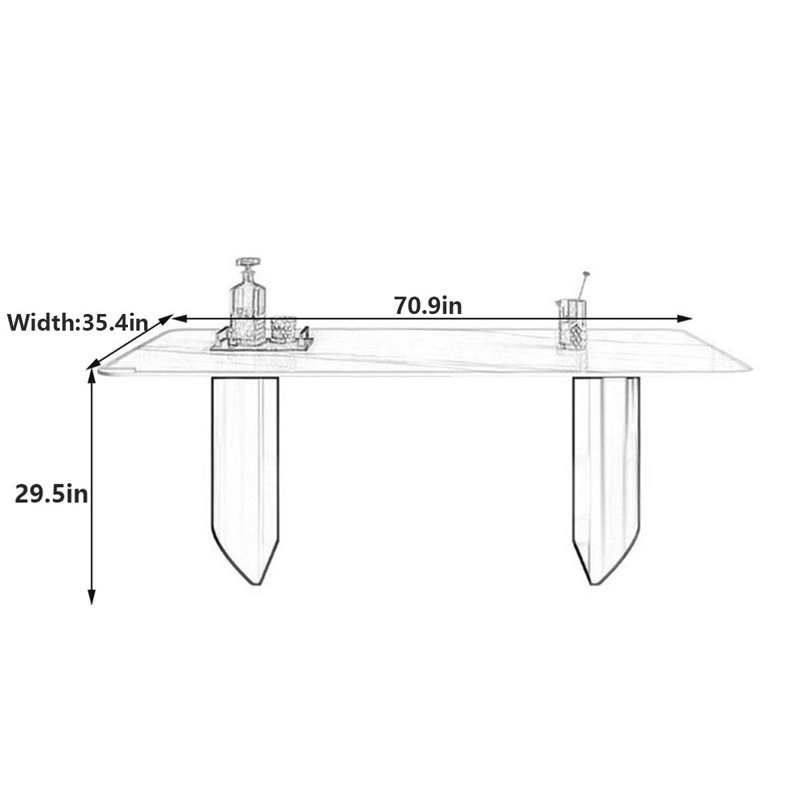 Table de salle à manger rectangulaire Luxury, H 29,52 po x L 70,9 po x l 35,4 po, Doré
