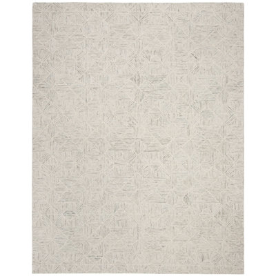 Tapis ivoire / bleu clair en laine touffeté à la main Linsly