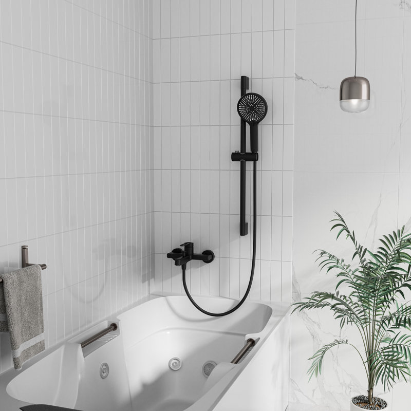 Robinet de baignoire en laiton massif avec ensemble de douche à main, douche à main à 3 réglages, bec de baignoire à 2 fonctions, robinet de baignoire mural certifié CUPC NSF