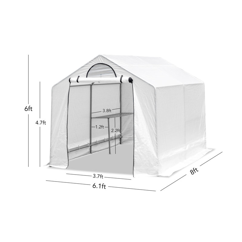72" W x 96" D Hobby Greenhouse with 2pc 4' Plant Shelf