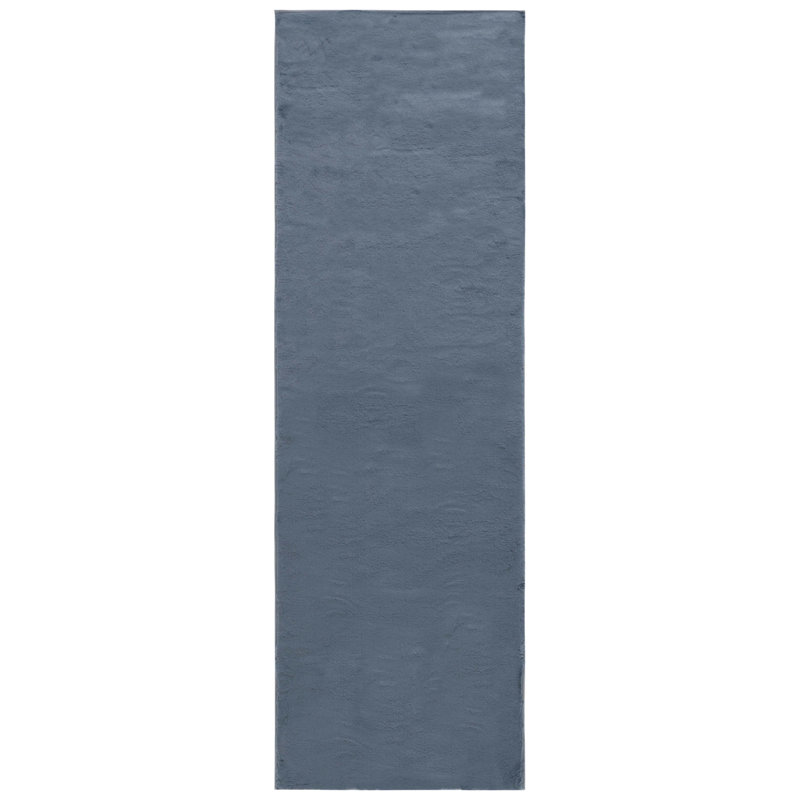 Tapis uni bleu foncé fabriqué à la machine, Tapis de couloir 2 pi 6 po x 8 pi