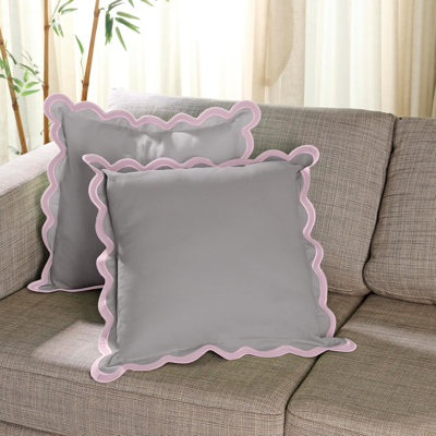 Set of 2 (20 x 20) Scalloped Pillow Cover | Decorative Pillows or Cute Outdoor Pillows