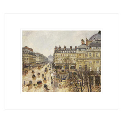 Place du théâtre français à Paris: pluie par Camille Pissarro - estampe numérique encadrée