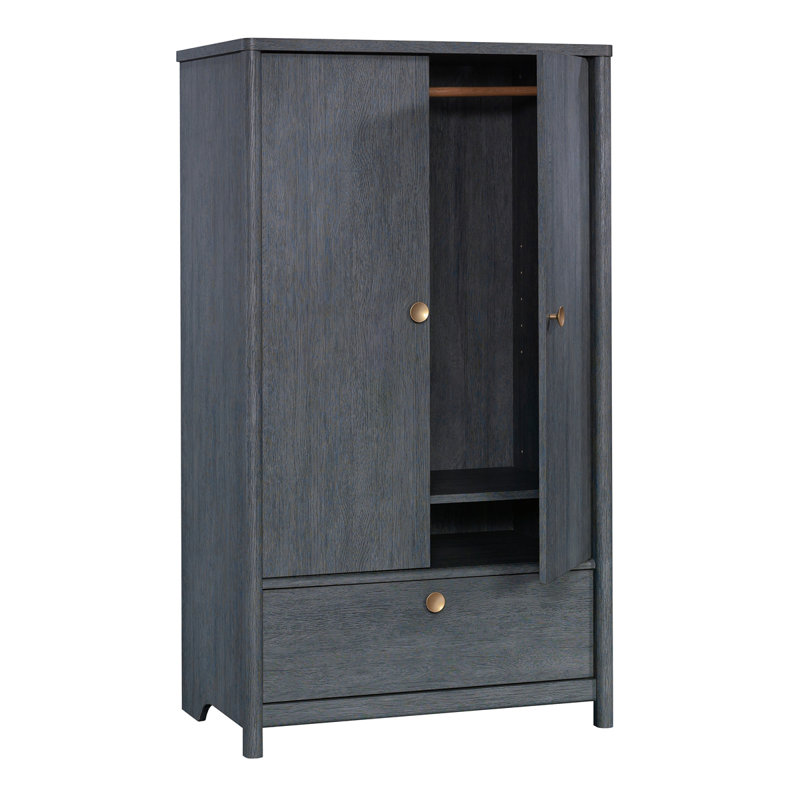 Armoire de chambre à coucher rétro avec tiroir, finition bleue, Bleu