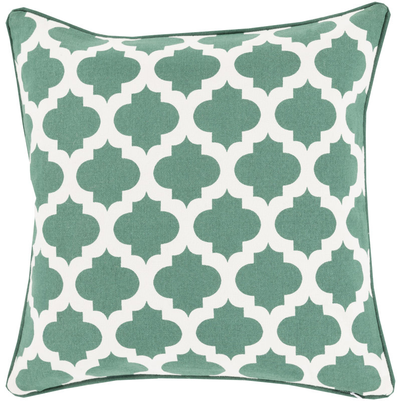 Housse de coussin en coton , 18 po x 18 po, Vert foncé / blanc