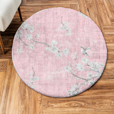 Blossom Fantasia Faux Fur Cloud Round Washable Rug