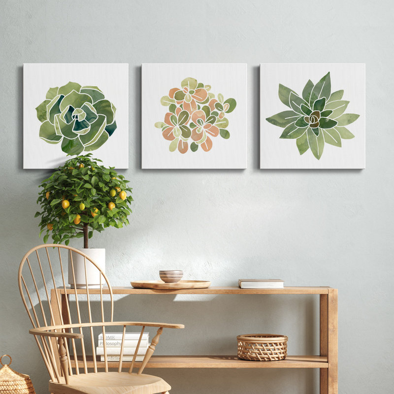 «Succulent Cameo III», ensemble de 3 toiles tendues, H 16 po x l 48 po x P 1 po