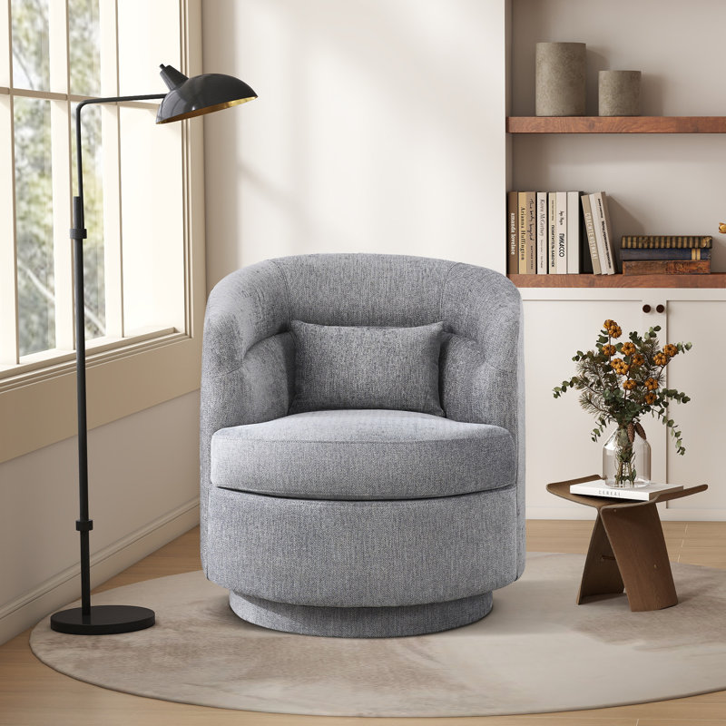 Fauteuil demi-tonneau pivotant de 29 po de largeur avec coussin lombaire, Gris foncé
