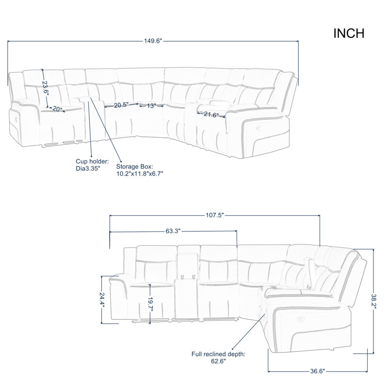 Canapé modulaire inclinable Akul, 100 % polyester rouge