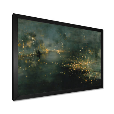 Curious Fireflies At Night - Fireflies Wall Art For Living Room, Yellow Nature Canvas Print
