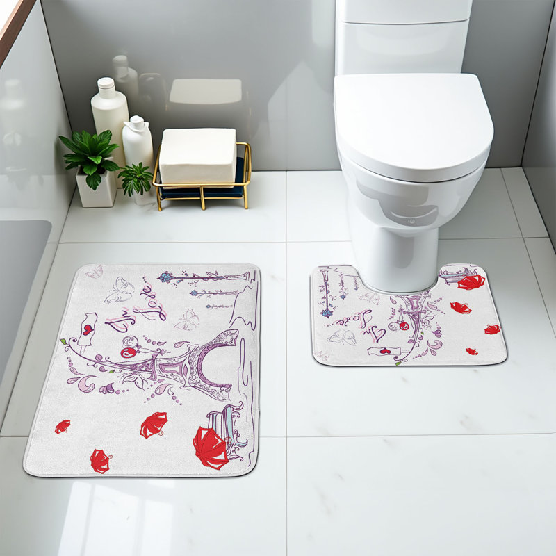  Ensemble de 2 tapis de salle de bain Eiffel Tower