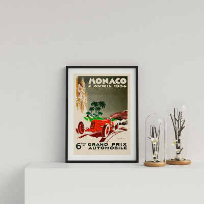 Retro Motor Racing Monaco GP 1934 by Vouvart - Single Picture Frame Print