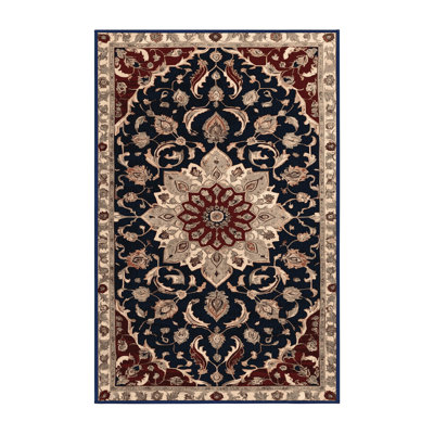 Tapis persan noir lavable à la machine
