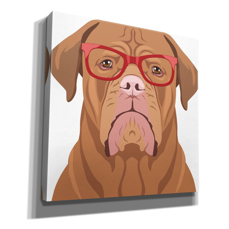 «Dogue De Bordeaux Porter Hipster Glasses» par Furbaby Affiliates, art mural sur toile, H 37 po x l 37 po x P 1,5 po