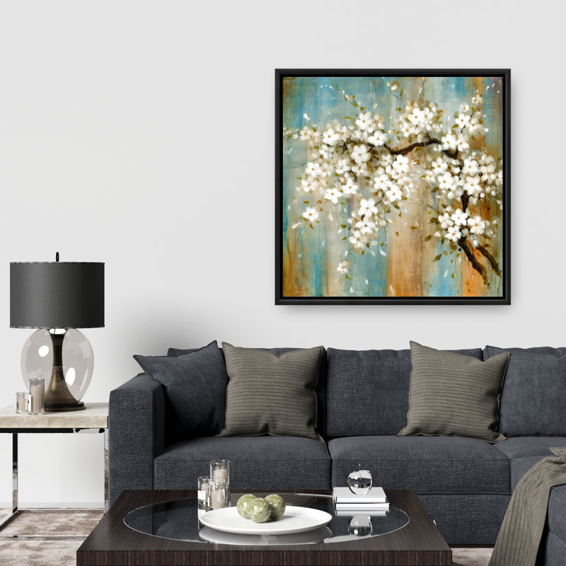 Relaxing Cherry Blossoms - Beige Framed Canvas Home Decor