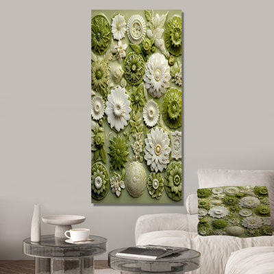 Carreaux floraux verts « Botanicals » I - Décoration murale « Botanicals »