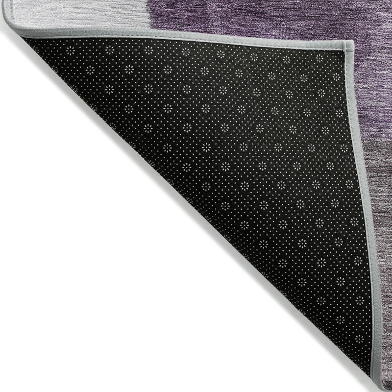 Tapis extérieur lavable à motif géométrique noir 9 pi x 12 pi aubergine et lavande