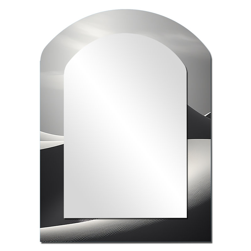 Saharas Silence Photography - Desert Asymmetrical Large Wall Mirror, Global Arch Unique Mirror, Printed Metal Art, 34" x 25"