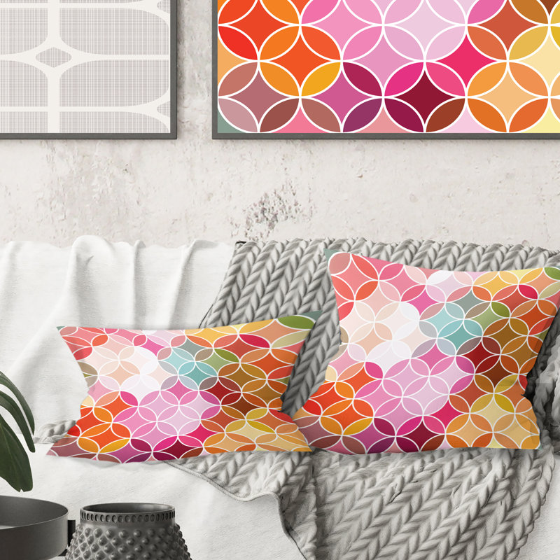 Coussin décoratif à imprimé géométrique de style rétro moderne II, 18 po x 18 po