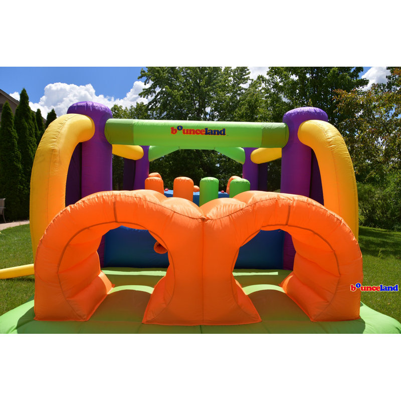 Colorful Inflatable Obstacle Course Bounce House with Slide