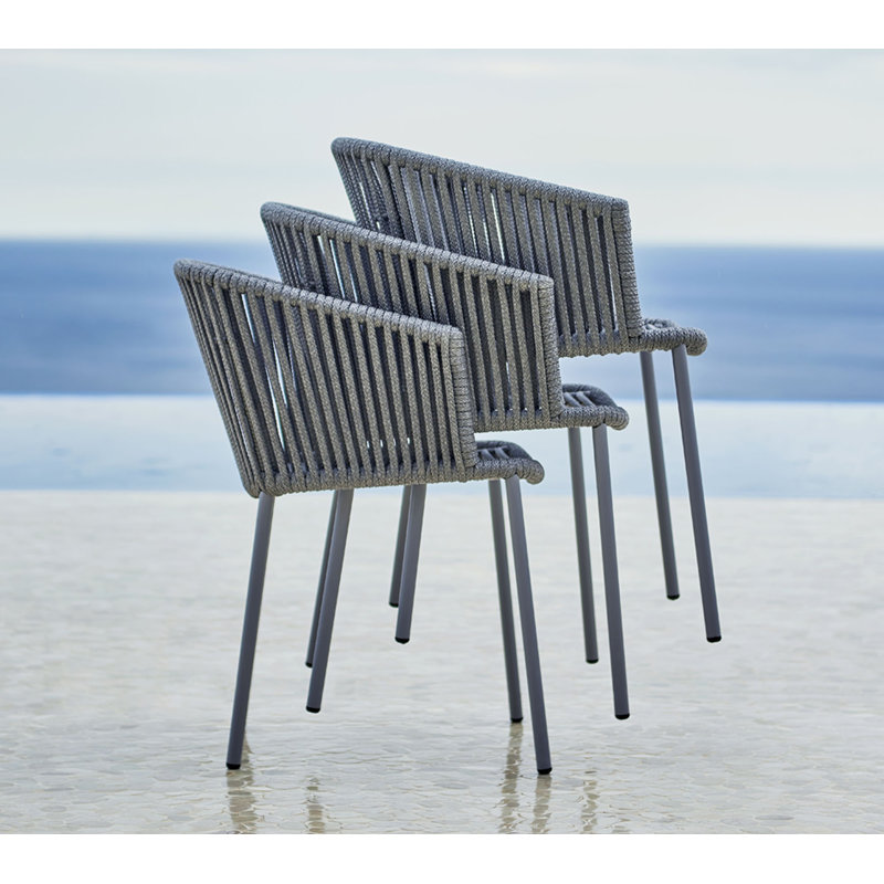 Moments Stacking Patio Dining Armchair with Cushion, Gray