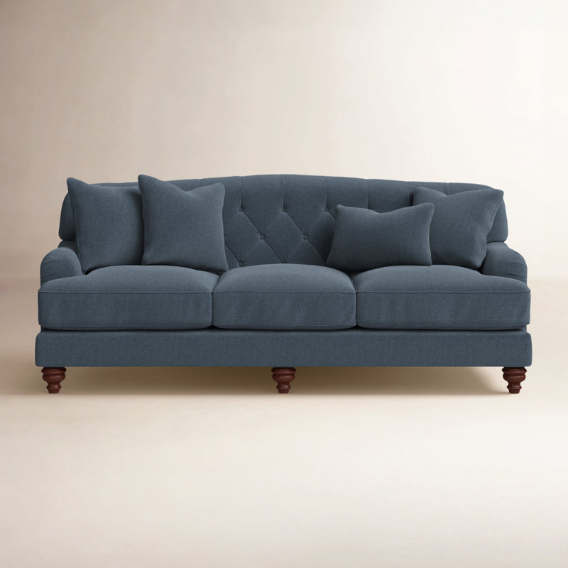 Sullivan Upholstered 90'' Sofa, Pecan, No, Anello 22 Navy Performance Twill