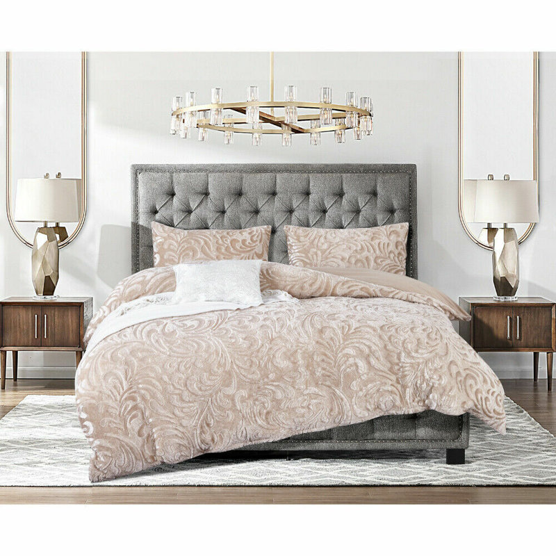 Solid Colour Duvet Cover Set with Pillowcases, Kingsize, Beige